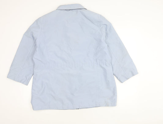 Bm Women's Blue Medium Coat - Casual, Buttoned, Mid-Length