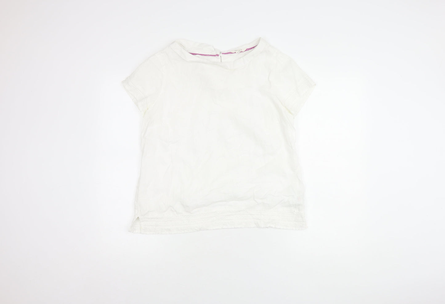 White Stuff Women's White Blouse, Size 12, Boat Neck Top