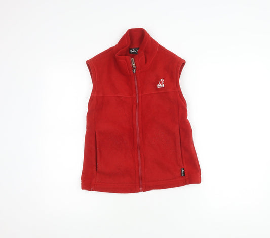 Kangol Women Red Fleece Waistcoat M Full Zip Casual