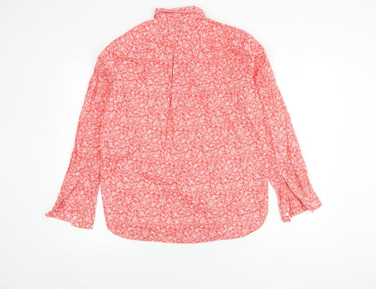 Womens UK Size S Lands' End Red Cotton Blend Blouse