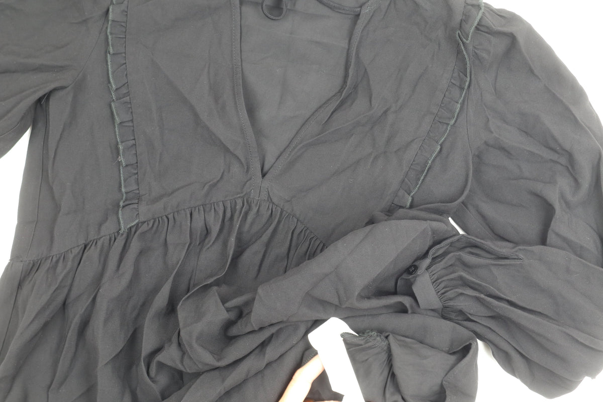 Additional view of Zara Black V-Neck Puff Sleeve Dress XS
