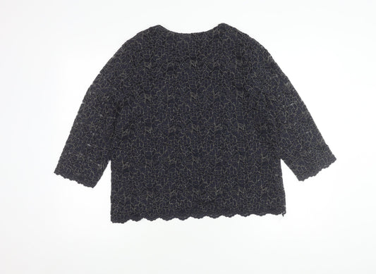 Eastex Women's Black Top, Size 16, 3/4 Sleeve, Nylon