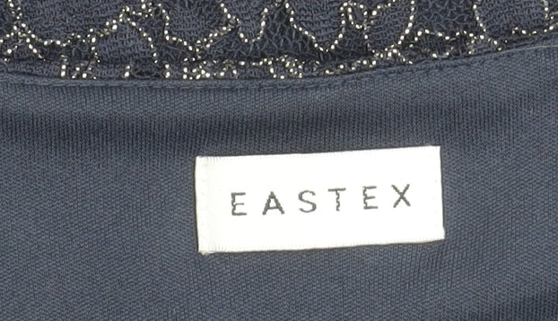 Brand and care label for Eastex Women's Black Top, size 16, 3/4 Sleeve, Nylon