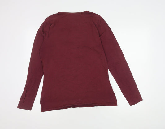 Womens UK Size M Lands' End Red Cotton Blend T-Shirt