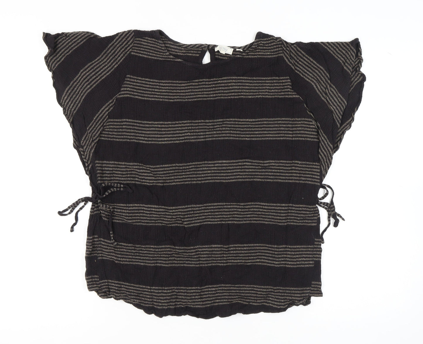 Fat Face Women's Black Striped Blouse Size 16