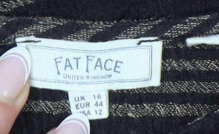 Fat Face Women's Black Striped Blouse Size 16
