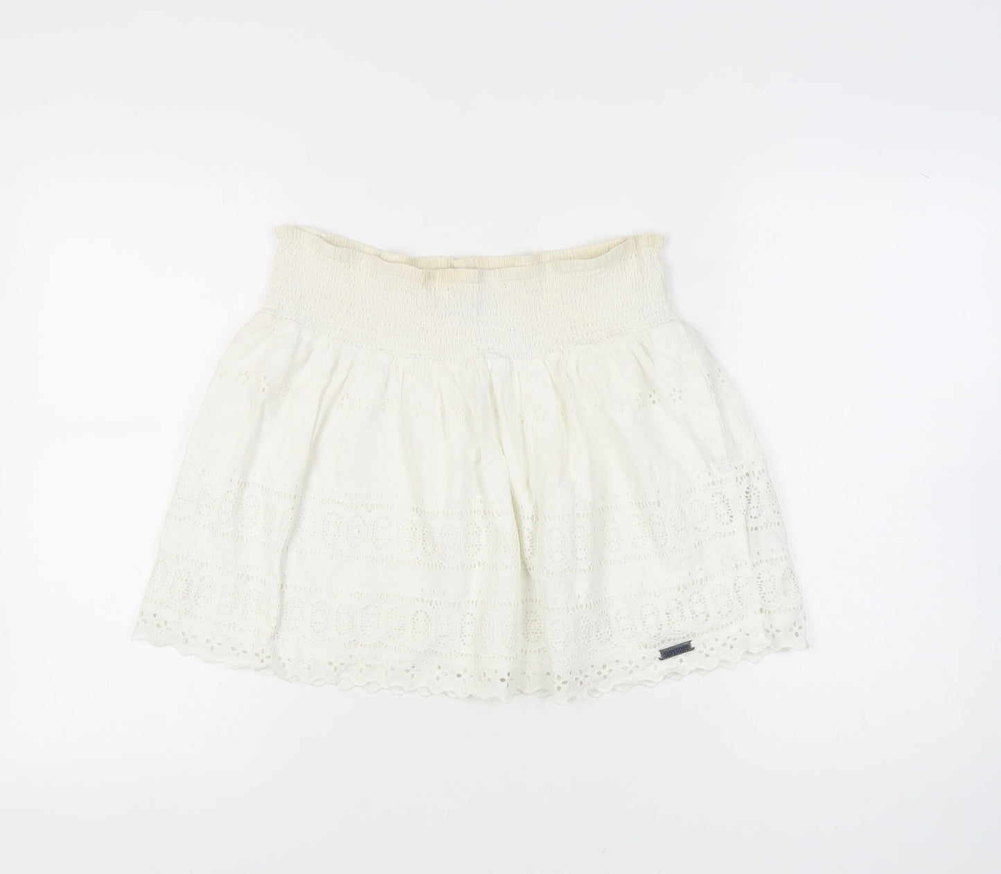 Superdry Women's White A-Line Skirt with Embroidery