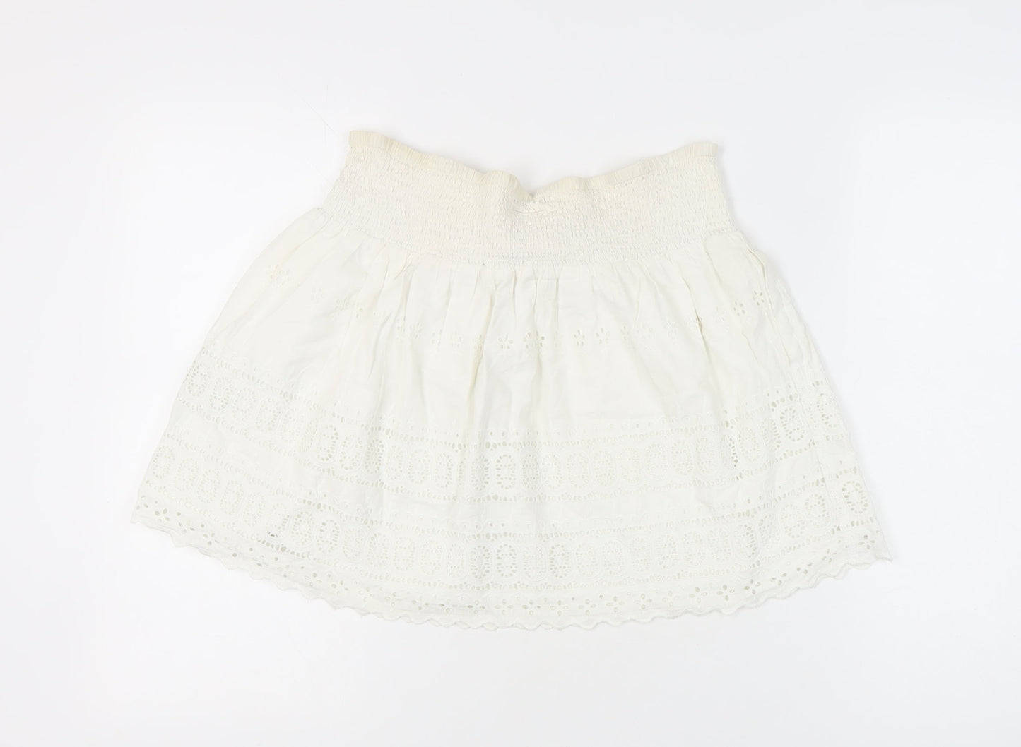 Superdry Women's White A-Line Skirt with Embroidery