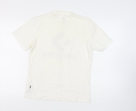 Converse Men's White T-Shirt Size S Crew Neck Logo
