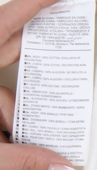 Converse Men's White T-Shirt Size S Crew Neck Logo