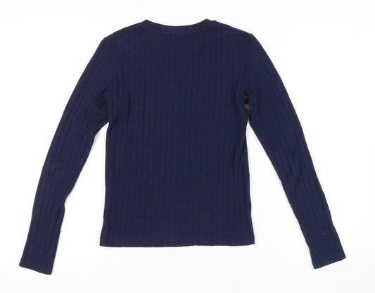 Reiss Women’s Blue Knit Crew Neck Slim Top - Size S