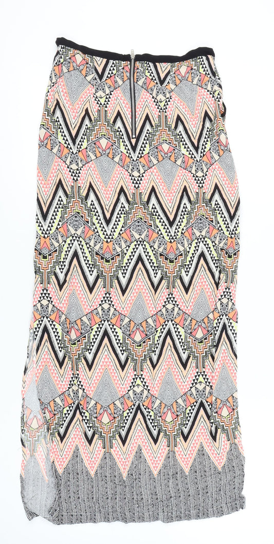 Warehouse Multicoloured Geometric Midi Skirt - Size 10