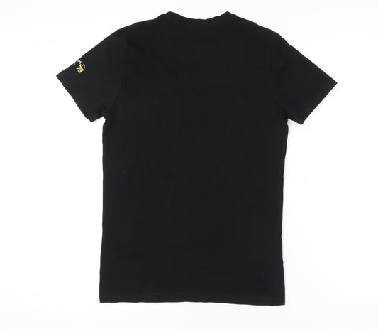 Unisex Adultss UK Size M Super Heroes Black Cotton T-Shirt