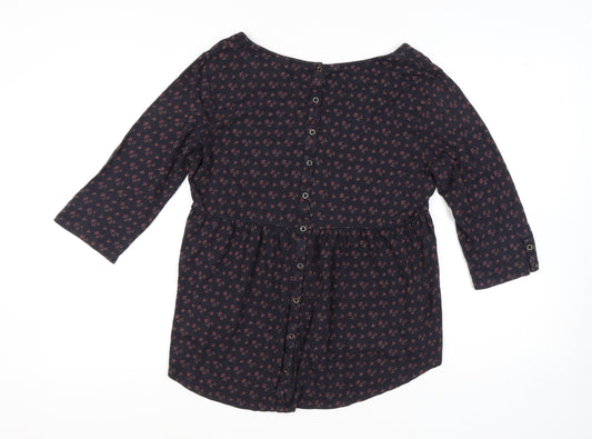 FatFace Women's Black Floral Tunic Blouse Size 16