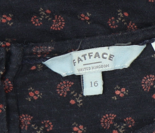 FatFace Women's Black Floral Tunic Blouse Size 16