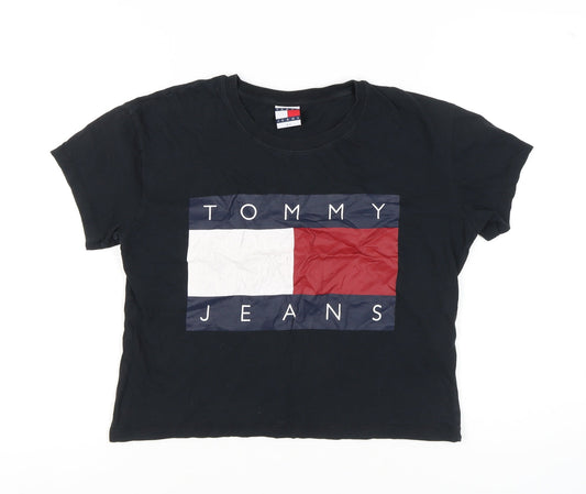 Tommy Jeans Women's Black Cotton T-Shirt XS