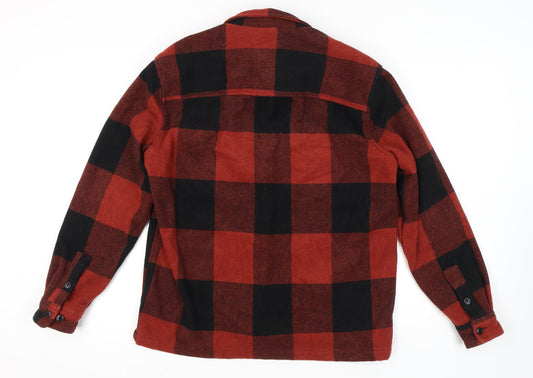 BDG Men's Red Black Plaid Basic Jacket S