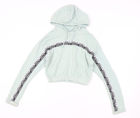 Womens UK 10 Relaxed adidas Green Pullover Hoodie