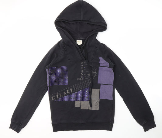 Diesel Black Pullover Hoodie Unisex M - Designer Casual