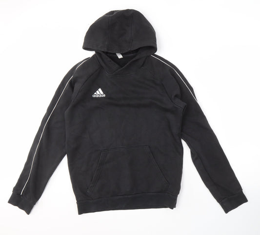 Additional front view of Adidas Men's Black Hoodie Pullover, size S, Logo