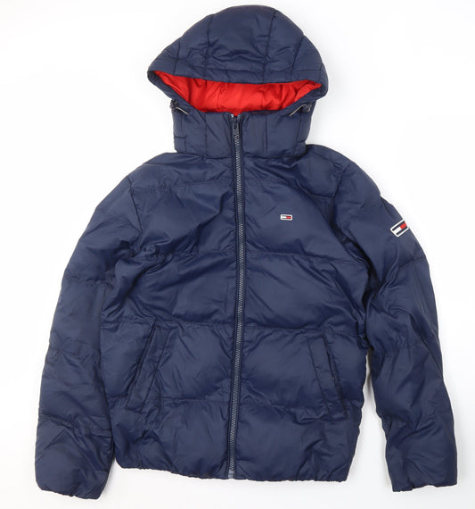 Tommy Jeans Men’s Blue Puffer Jacket S, Hooded Casual