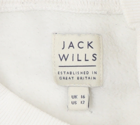 Jack Wills Women's White Pullover Sweatshirt Size 16