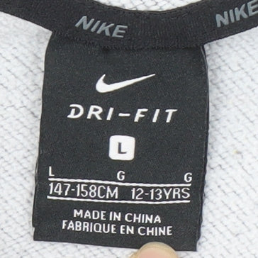 Brand and care label for Nike boys’ grey full zip hoodie -, size L, perfect for school and gym