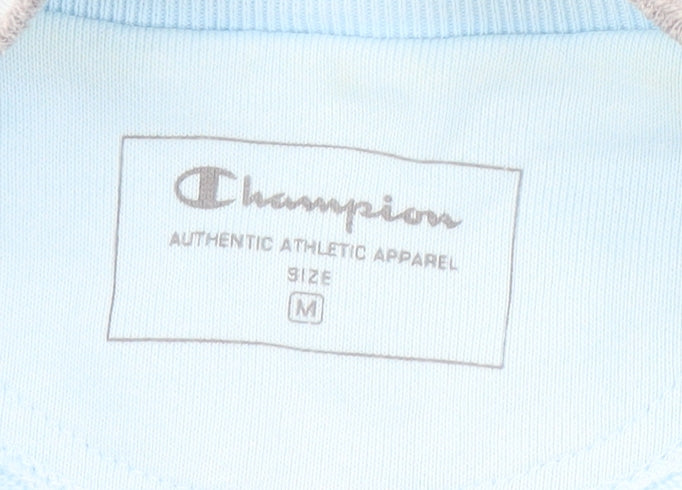 Brand and care label for Champion unisex blue/grey track jacket m