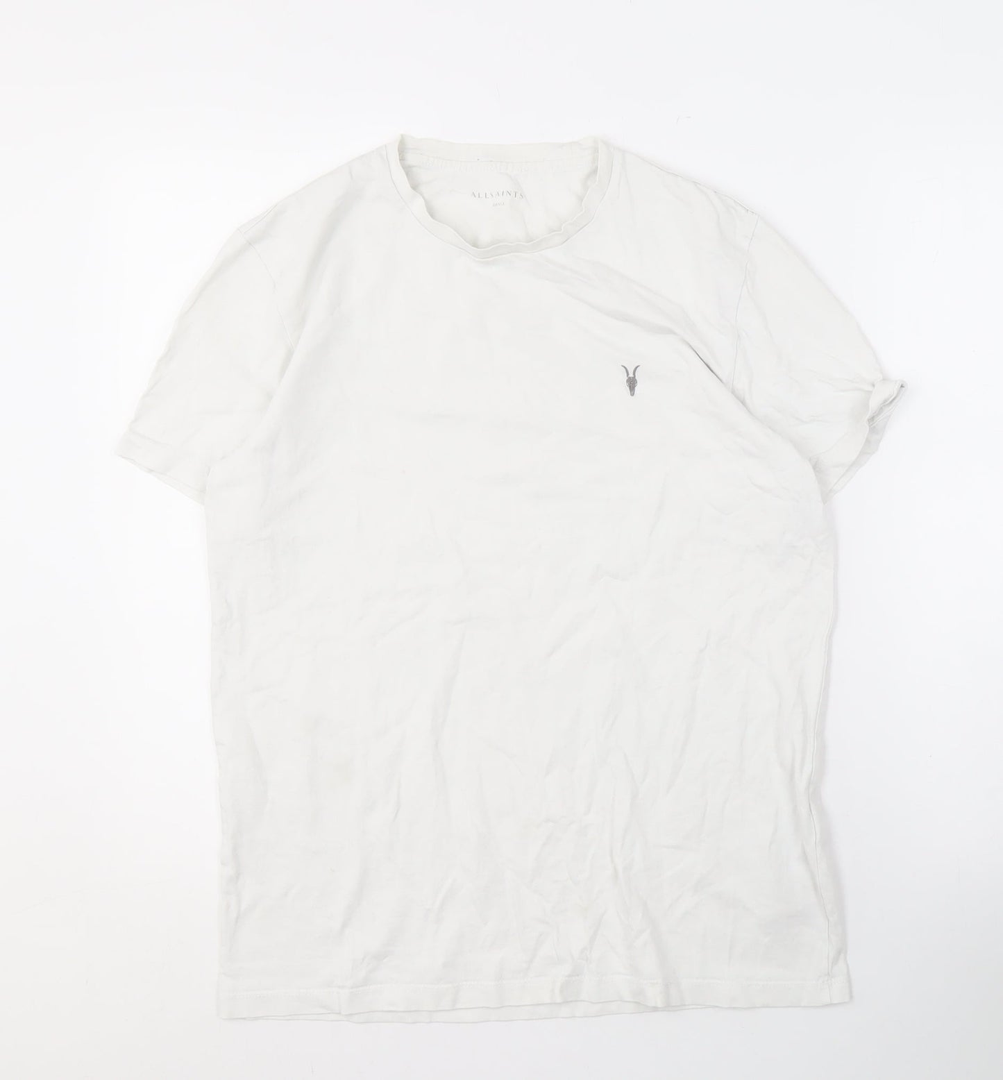 AllSaints Men's White Crew Neck T-Shirt, Size S