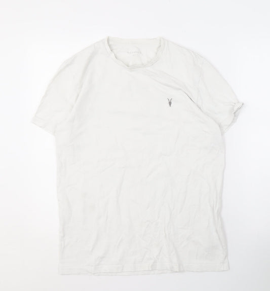 AllSaints Men's White Crew Neck T-Shirt, Size S