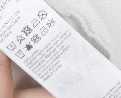 AllSaints Men's White Crew Neck T-Shirt, Size S