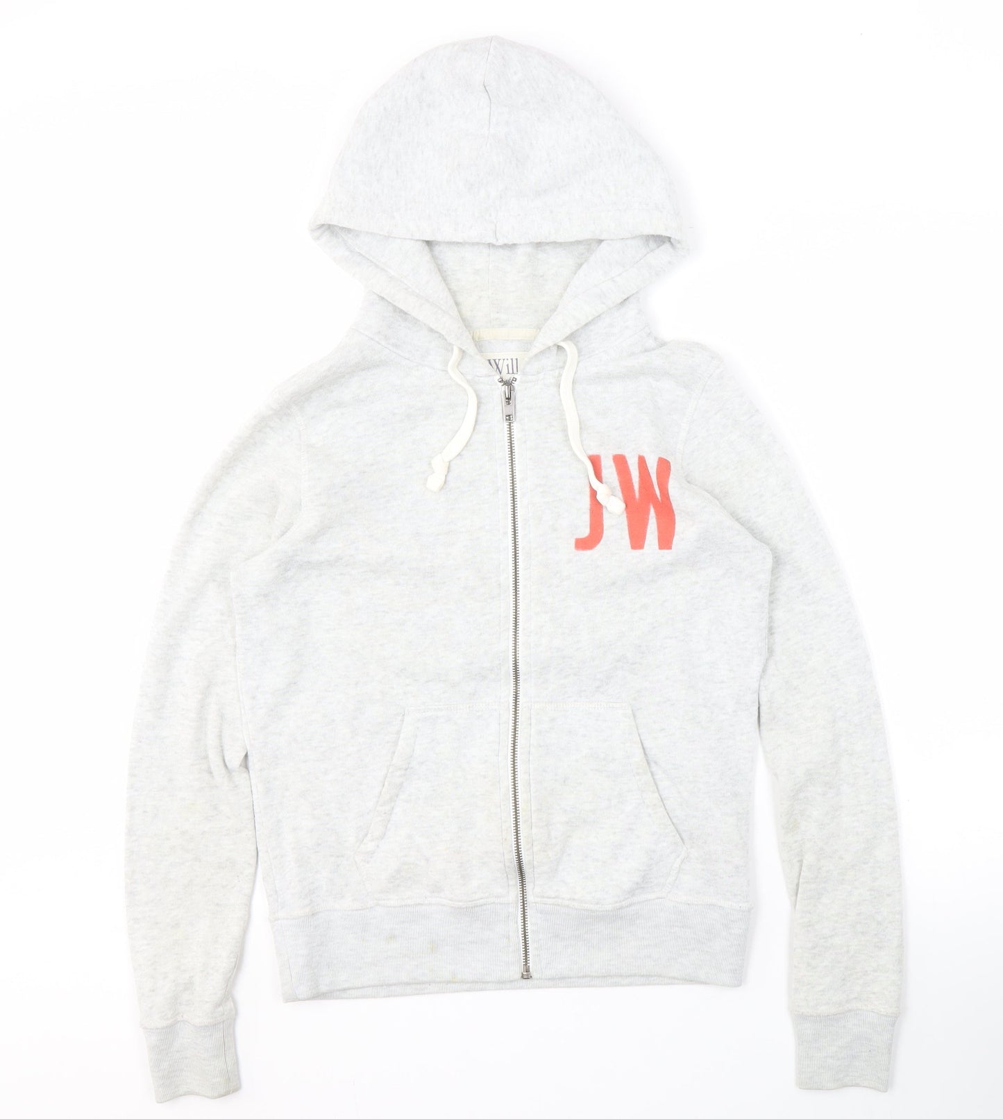 Jack Wills Women's Grey Full Zip Hoodie, Size 10
