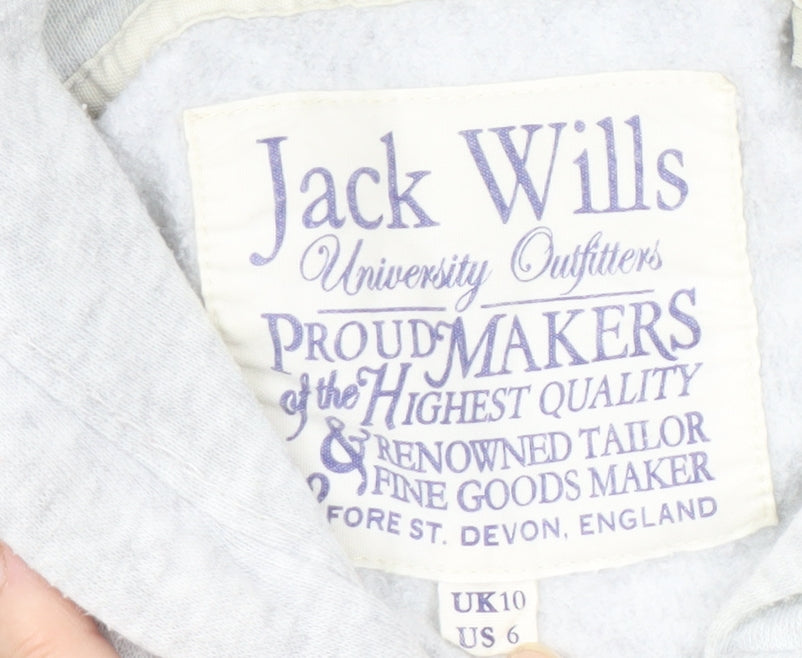 Jack Wills Women's Grey Full Zip Hoodie, Size 10