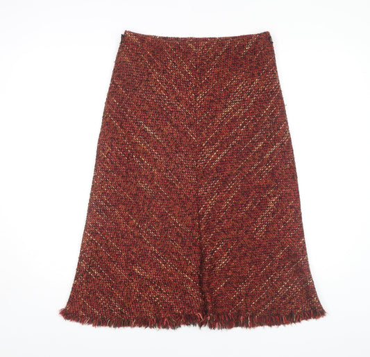Marks and Spencer Women's Red Midi Skirt, Size 10, Herringbone