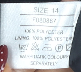 Brand and care label for Amaranto Women's Black Pencil Skirt, size 14