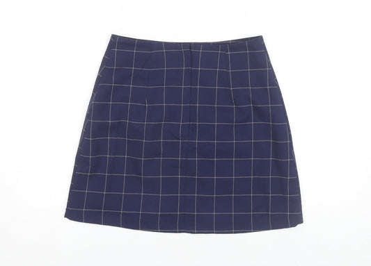 Monki Women's Blue Check Pencil Skirt Size 8