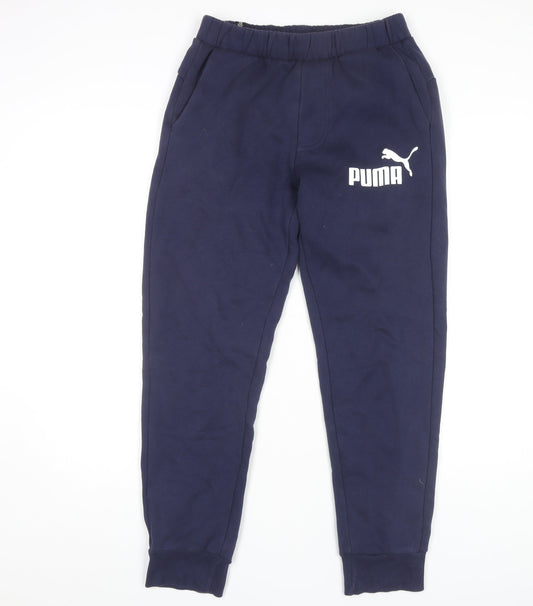 Puma Men's Blue Joggers, Size S, Cotton Blend