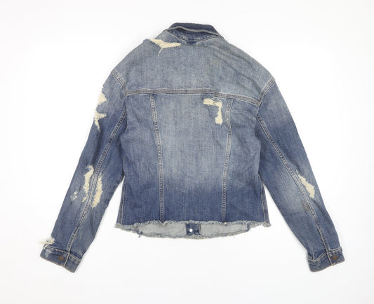 Hollister Women's Blue Distressed Denim Jacket XS