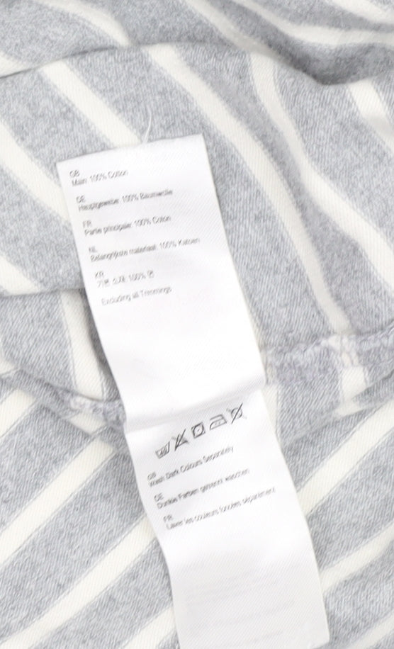 Joules Women's Grey Striped Boat Neck Top - Size 14