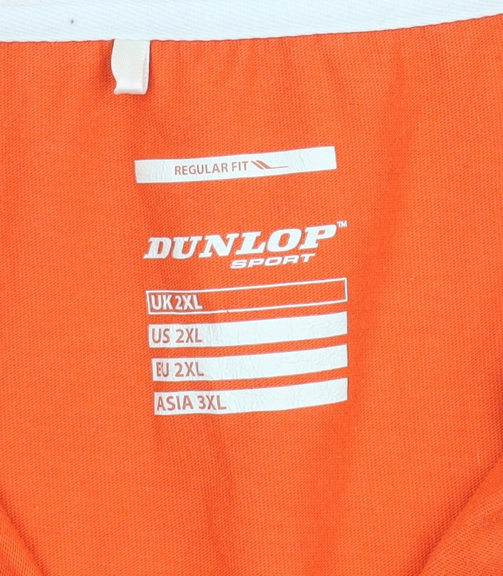 Dunlop Men's Orange Polo, 2XL, Short Sleeve, Regular Fit