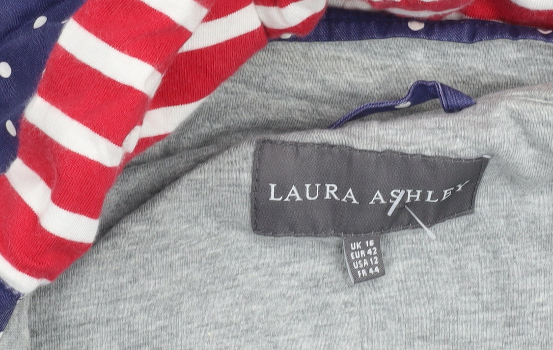 Laura Ashley Women's Blue Polka Dot Parka Jacket Size 16