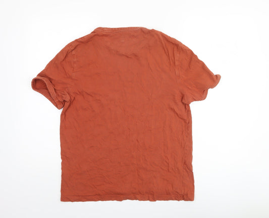 Farah Brown Men's T-Shirt, Medium Size, Crew Neck, Cotton