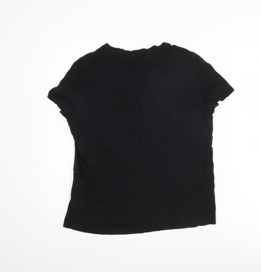 Womens UK Size L VERO MODA Black 100% Cotton T-Shirt
