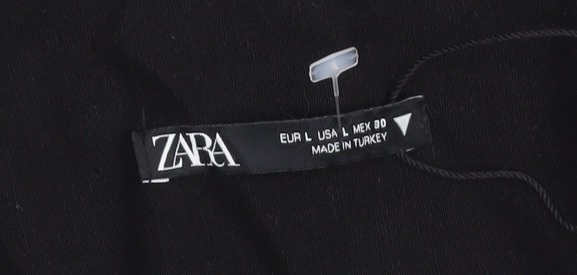 Brand and care label for Zara Women's Black Dress Cotton L Balloon Sleeve