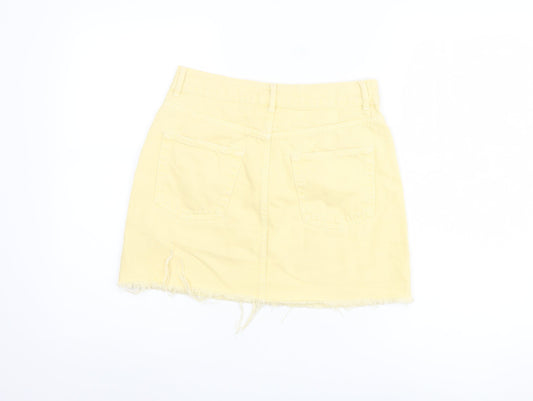 Topshop Women's Yellow Mini Denim Skirt, Size 10