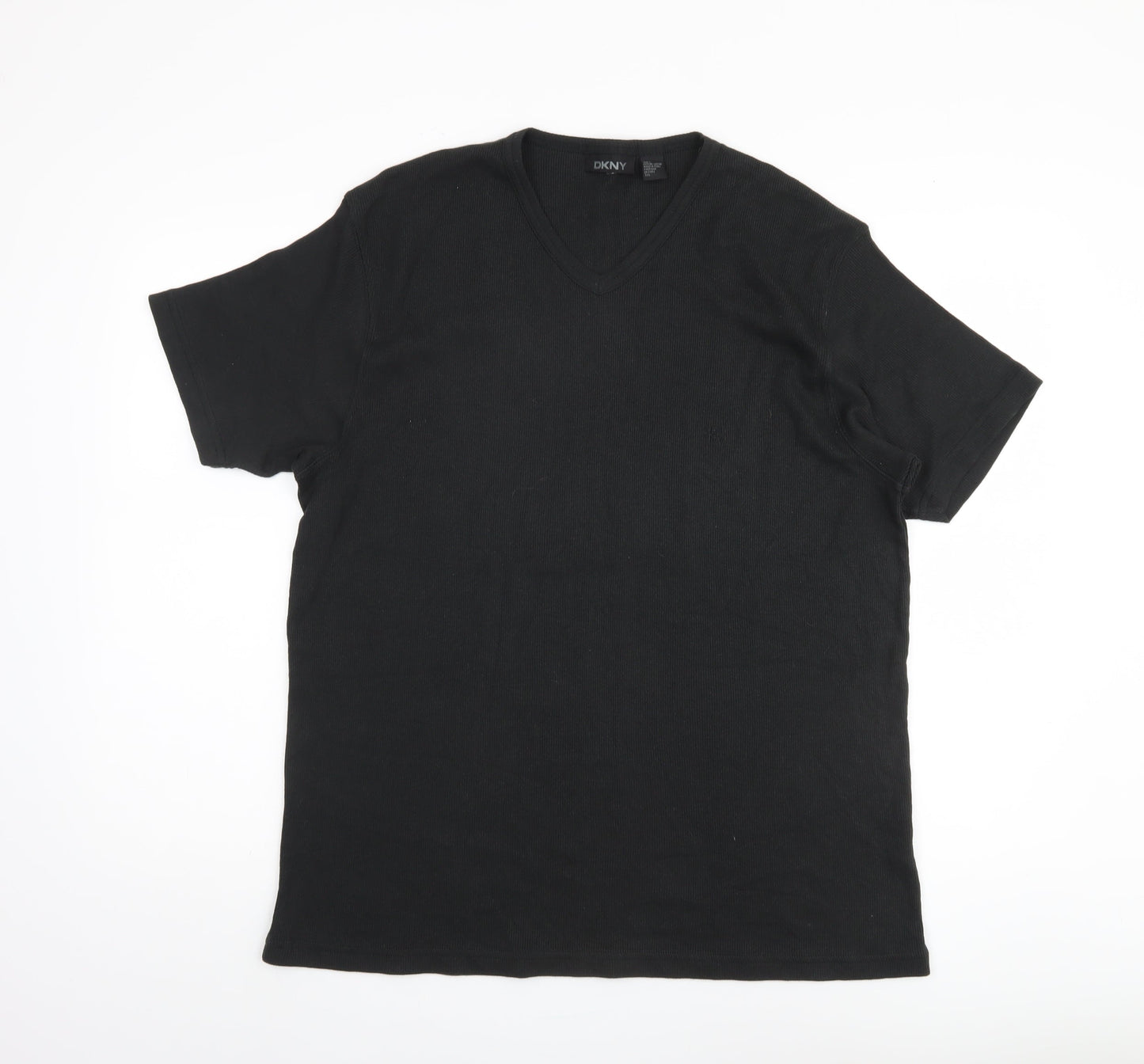 DKNY Men's Black V-Neck T-Shirt 2XL Cotton