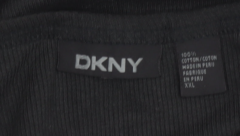 DKNY Men's Black V-Neck T-Shirt 2XL Cotton