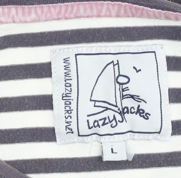 Lazy Jacks Women's Multicoloured Striped T-Shirt