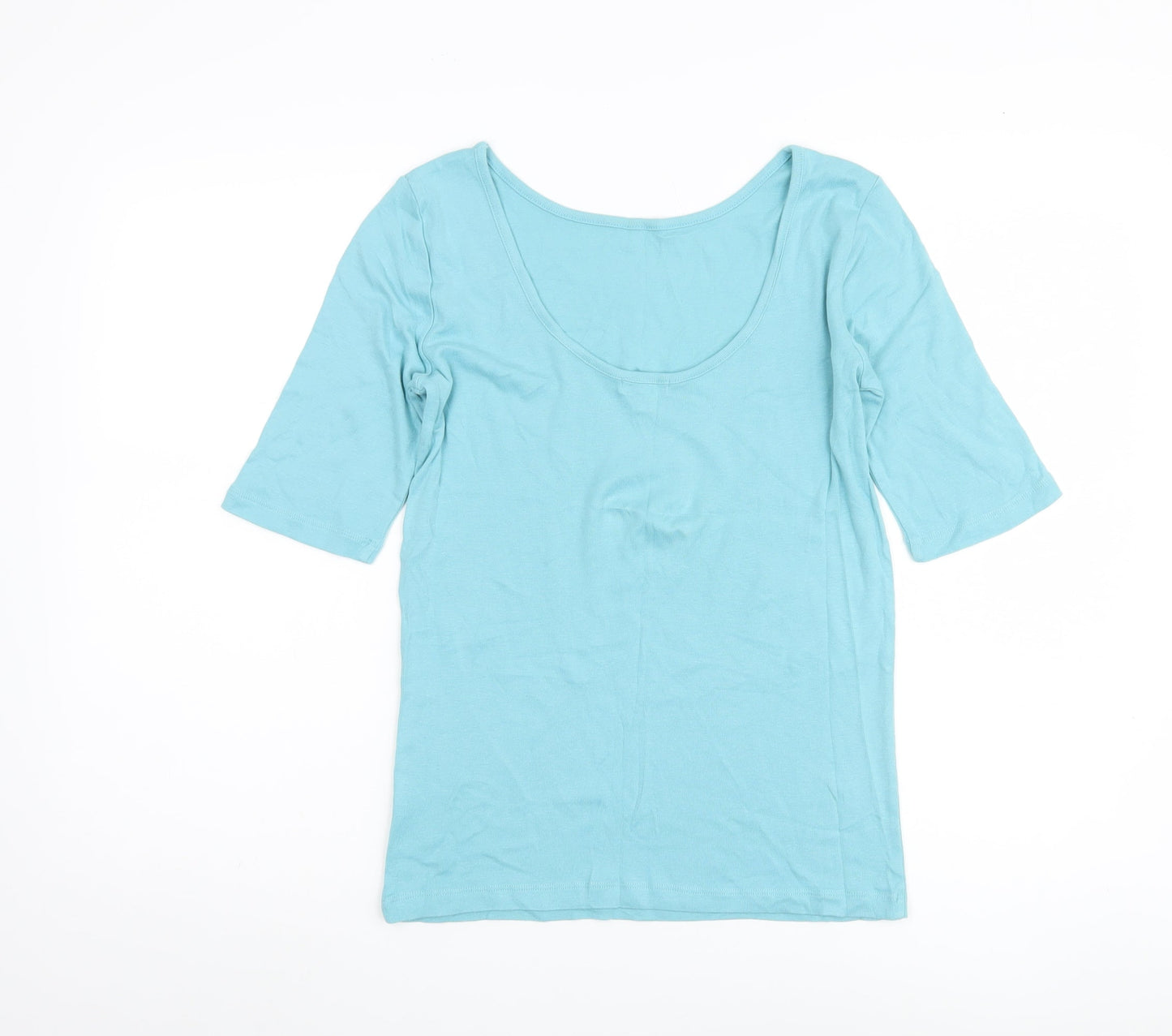 Gap Women's Blue 3/4 Sleeve Scoop Neck T-Shirt Medium