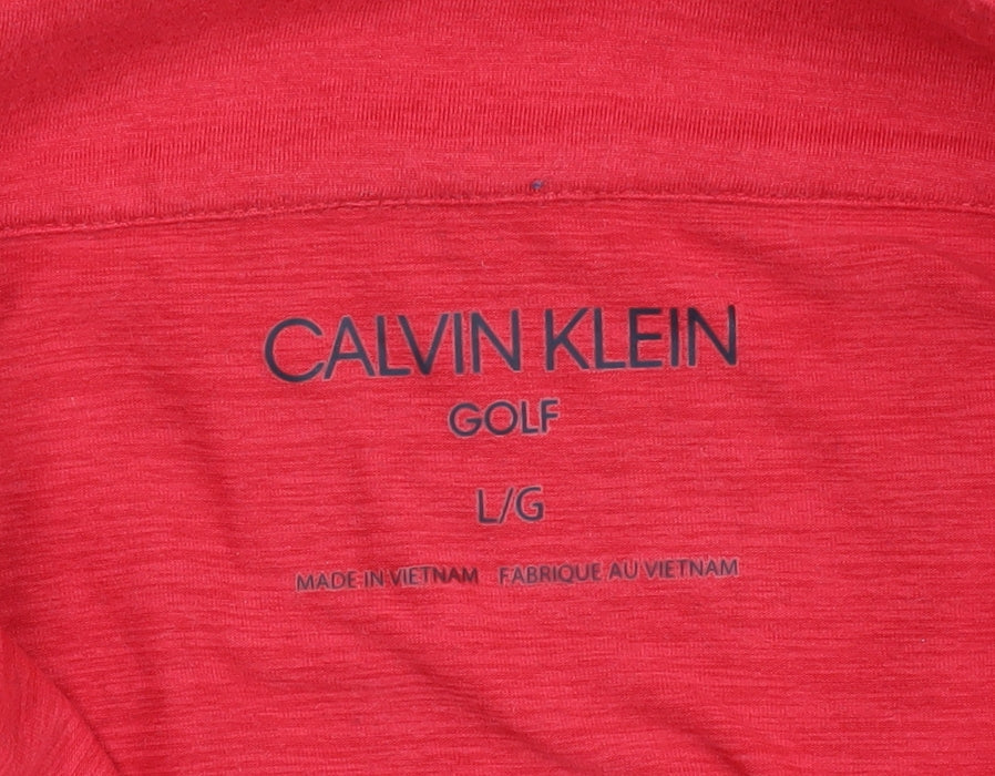 Calvin Klein Men’s Red Logo Golf Pullover L